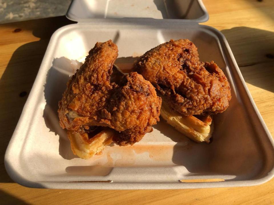 The chicken and waffles from Daughters’ Southern Food Truck.