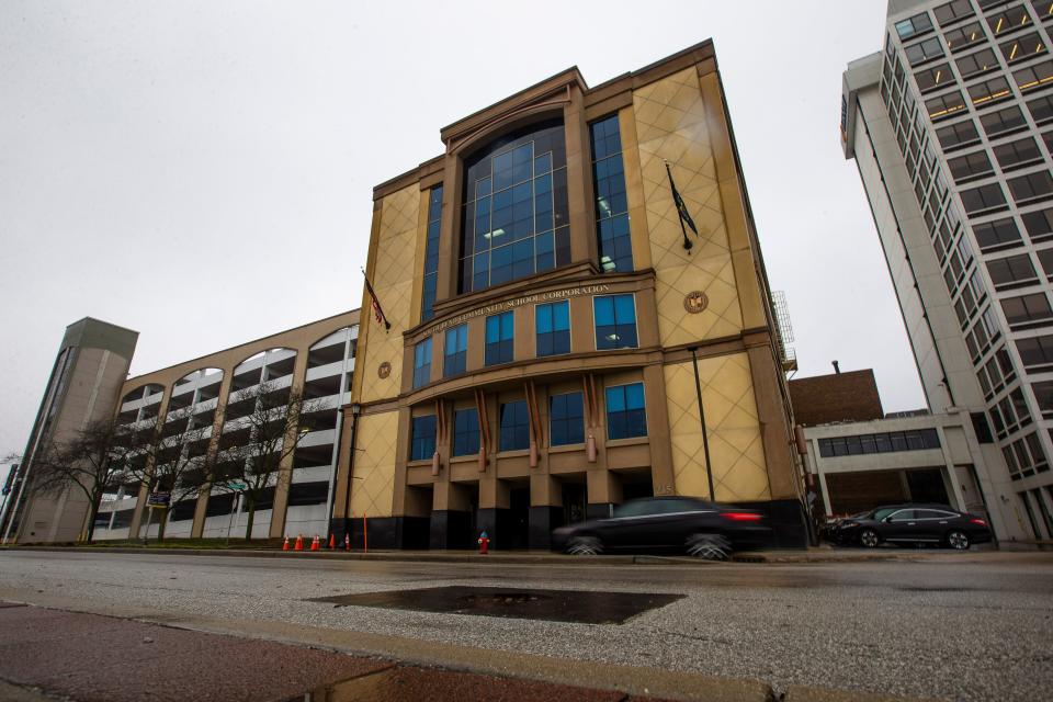 The exterior of the South Bend Community School Corporation Administration building Wednesday, March 23, 2022 in downtown South Bend.