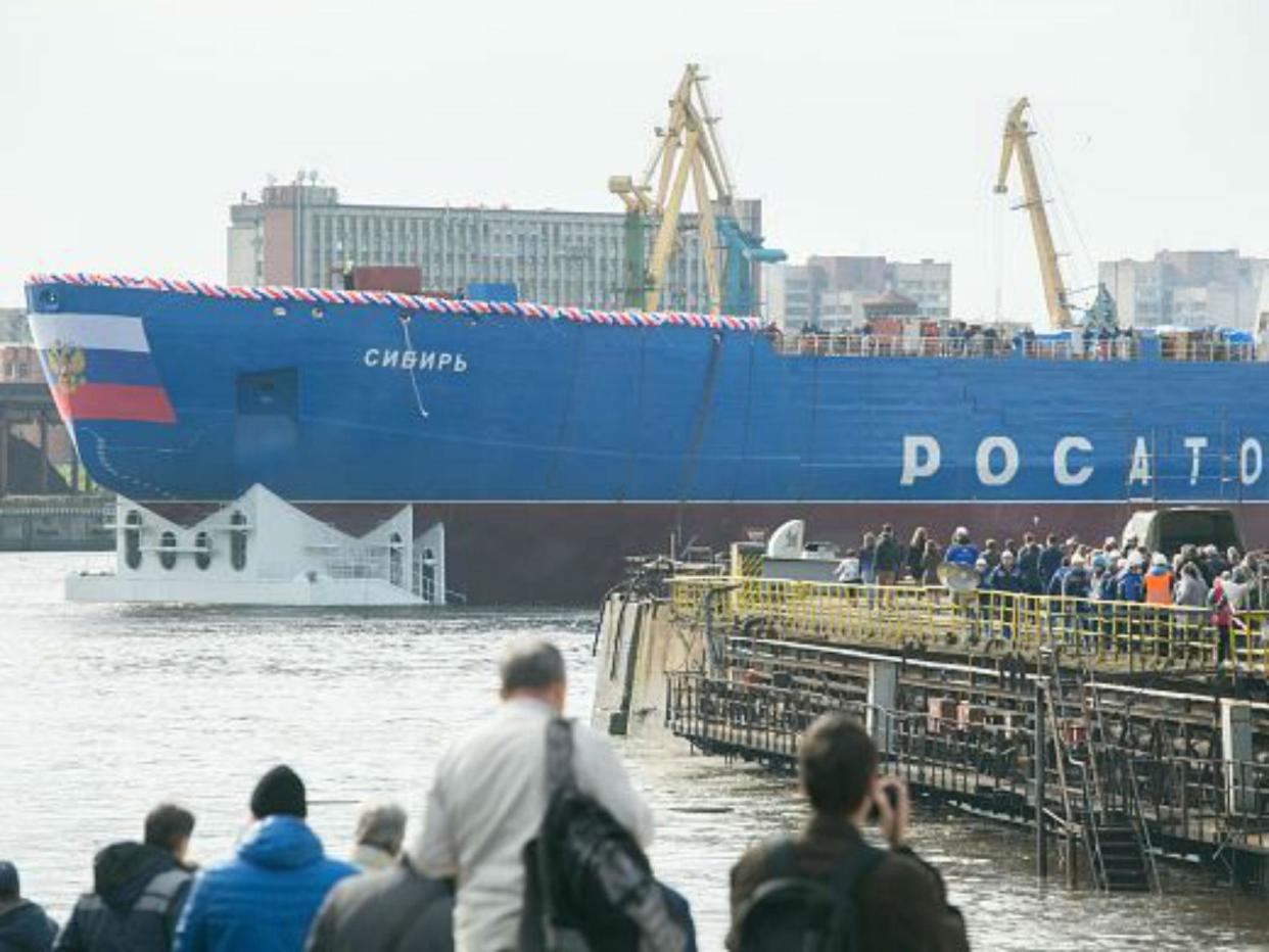 The Sibir was floated out at the Baltic shipyard in St Petersburg: Getty