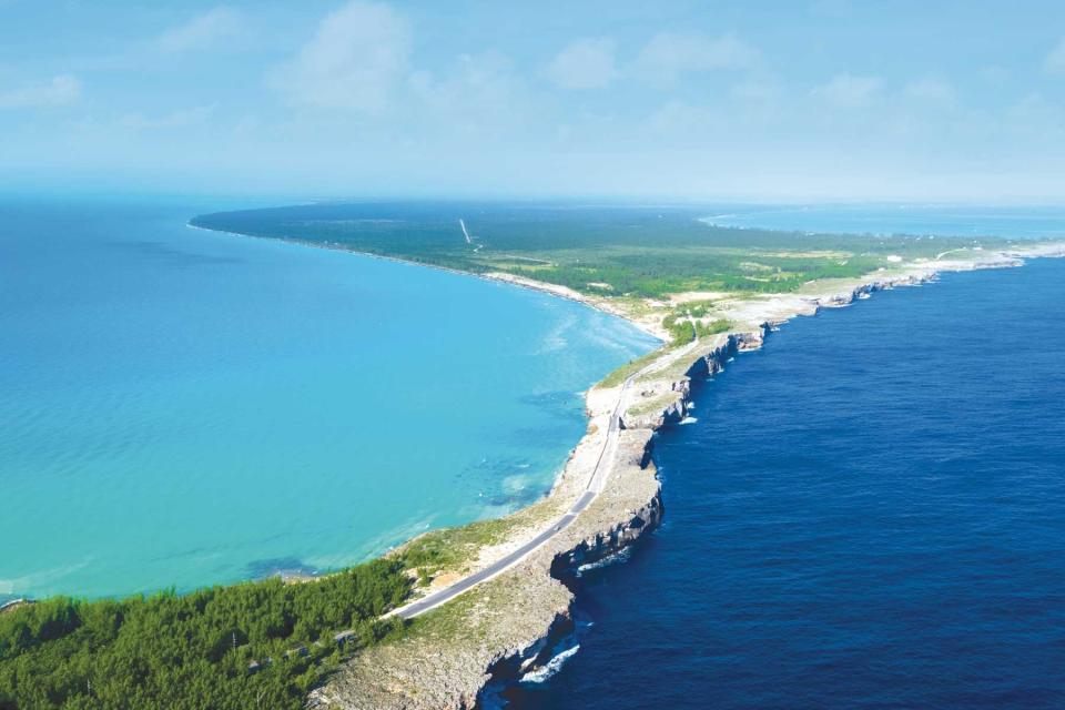 View of Glass Window Bridge on Eleuthera island in the Bahamas