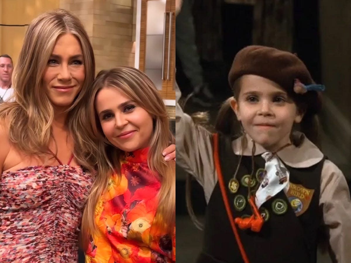 Jennifer Aniston and Mae Whitman on "Live with Kelly and Ryan," and Mae Whitman as Girl Scout Sarah Tuttle.