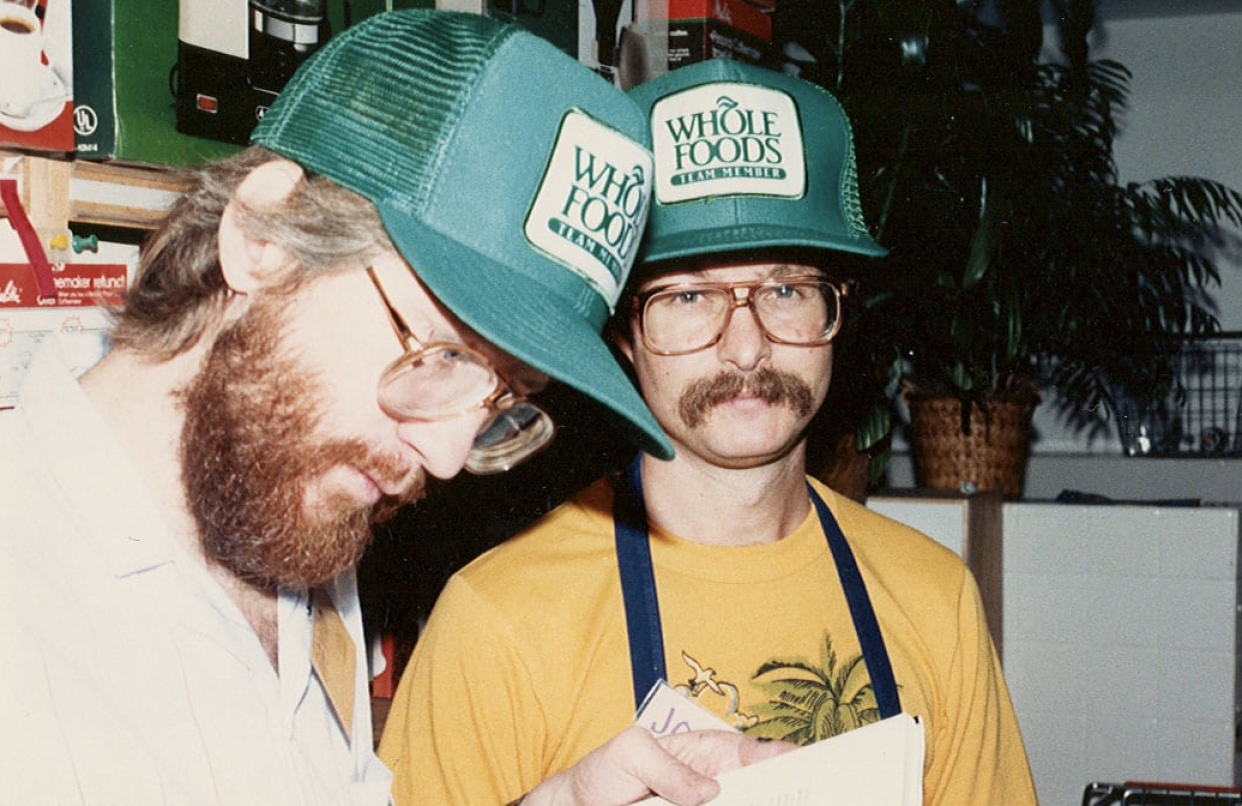 David Matthis and John Mackey for Houston's Shepherd opening (1984). Photo courtesy of Whole Foods.
