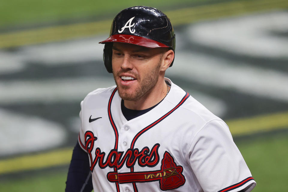 Atlanta Braves first baseman Freddie Freeman wins the National League MVP award. (Photo by Ronald Martinez/Getty Images)