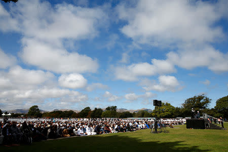 A general view during Friday prayers at Hagley Park outside Al-Noor mosque in Christchurch, New Zealand March 22, 2019. REUTERS/Edgar Su