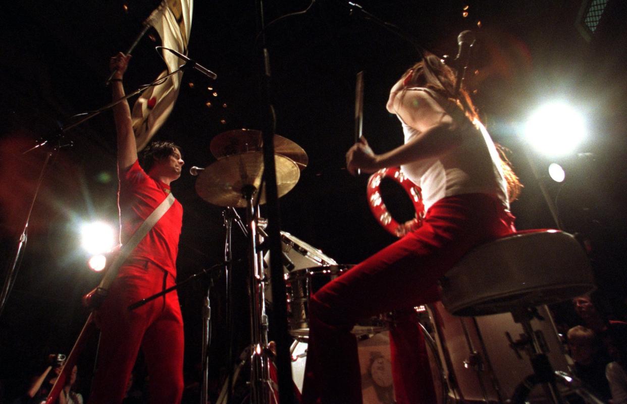 Jack and Meg White of the White Stripes play the Detroit Institute of Arts as part of Marshall Fields First Fridays at the DIA on November 2, 2001.