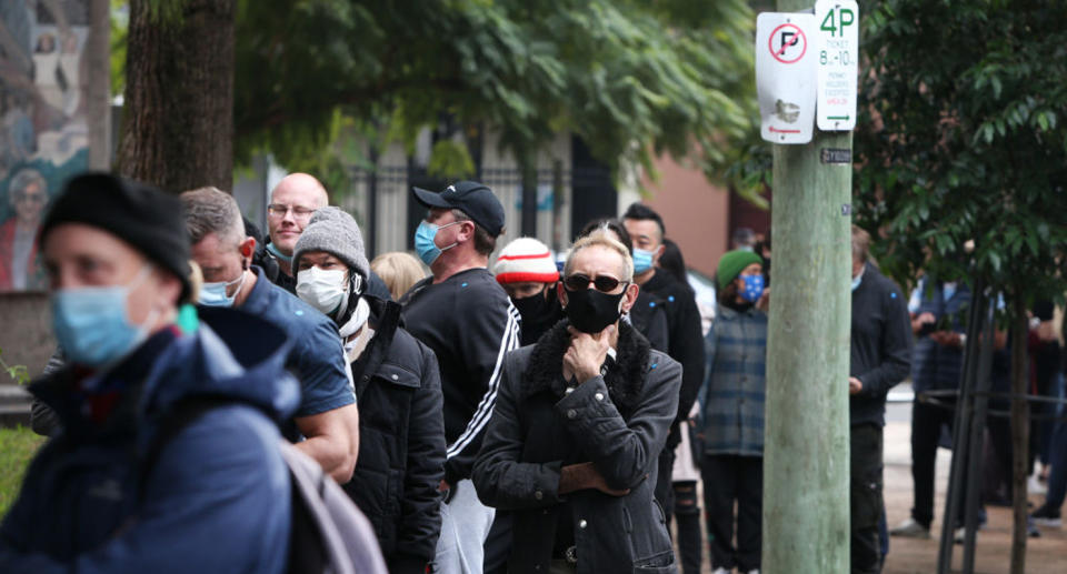 Sydney residents have been coming out in their thousands for vaccines as the Delta variant continues to spread. Source: Getty