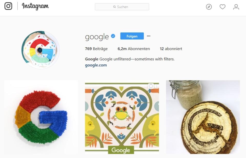 <p>Google wird immer mehr zu einer absoluten Firmenmacht. Nur bei Instagram hapert es noch. So kann der Internetriese gerade einmal 6,2 Millionen Follower binden. Das mag zwar erst einmal viel klingen, ist aber im Vergleich zur Konkurrenz ein Klacks. </p>