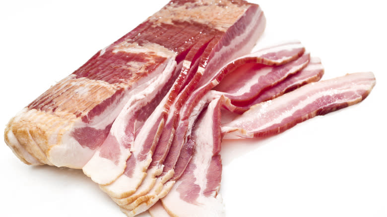 A stack of sliced bacon