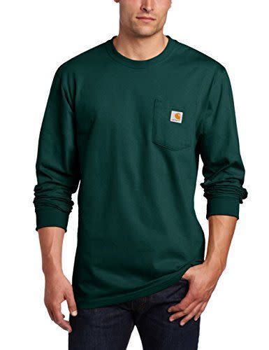 <p><strong>Carhartt</strong></p><p>amazon.com</p><p><strong>20.98</strong></p><p><a href="https://www.amazon.com/dp/B0002SSQDI?tag=syn-yahoo-20&ascsubtag=%5Bartid%7C10050.g.23554474%5Bsrc%7Cyahoo-us" rel="nofollow noopener" target="_blank" data-ylk="slk:Shop Now;elm:context_link;itc:0;sec:content-canvas" class="link ">Shop Now</a></p><p>This long-sleeve shirt (available in 30 colors) is perfect for layering on cold days. </p>