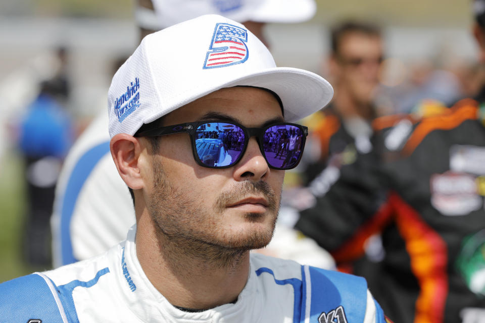 Waits in pit road for a NASCAR Cup Series auto race at Kansas Speedway in Kansas City, Kan., Sunday, Sept. 10, 2023. (AP Photo/Colin E. Braley)