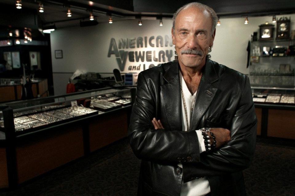 Les Gold inside the pawnshop American Jewelry & Loan located in Detroit. He, along with his two children, and the shop are stars of the truTV show called "Hardcore Pawn."