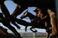 Britain Horse Racing - Grand National Festival - Aintree Racecourse - 8/4/17 Leighton Aspell on Potters Legend in action during 3:40 Betway Handicap Chase Action Images via Reuters / Andrew Boyers Livepic