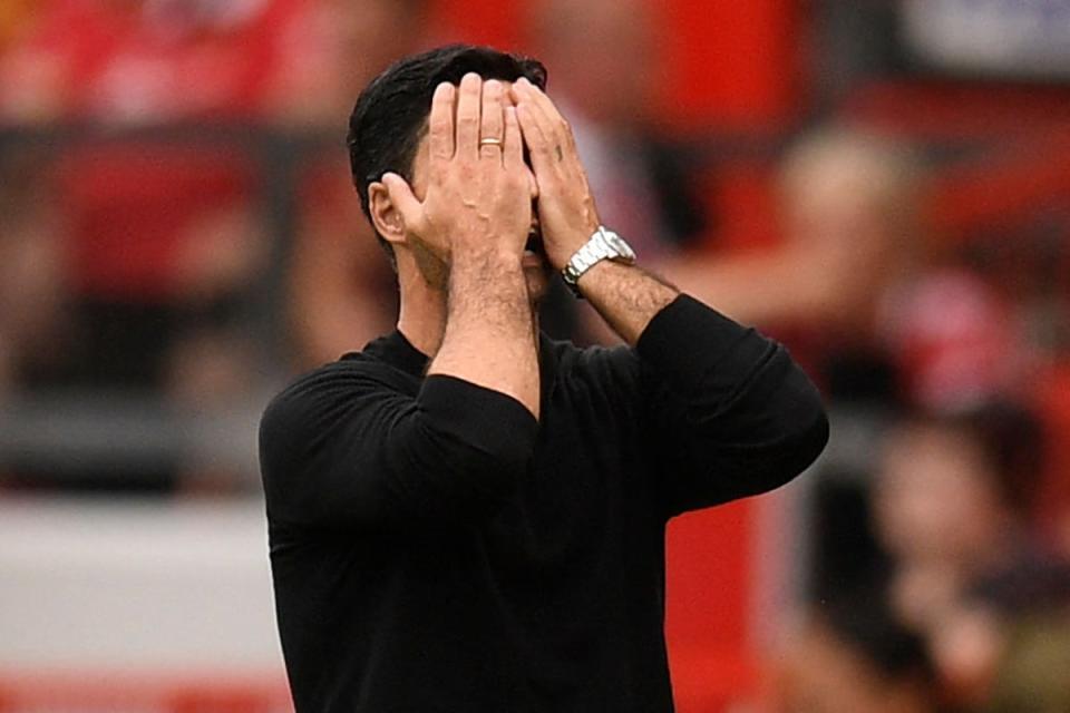 Head-in-hands Arteta has been a regular sight during Arsenal runs of defeats (AFP/Getty)