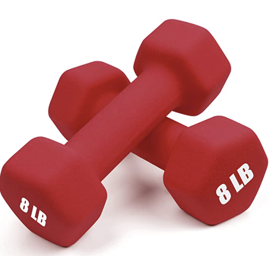 Red dumbbells. (Photo: Amazon)