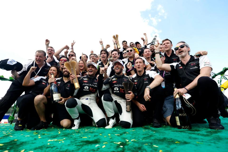 The Jaguar team celebrate after their success in Brazil (Sam Bloxham / LAT Images)