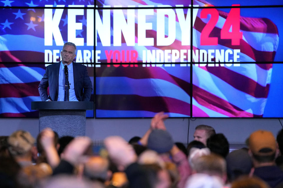 Independent presidential candidate Robert F. Kennedy Jr. speaks at a voter rally, Wednesday, Dec. 20, 2023, in Phoenix. (AP Photo/Matt York)