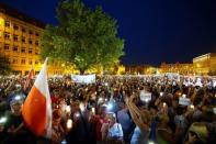 People protest against the Supreme Court legislation in Poznan, Poland, July 20, 2017. Agencja Gazeta/Lukasz Cynalewski/via REUTERS