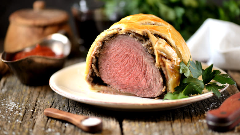 sliced beef wellington