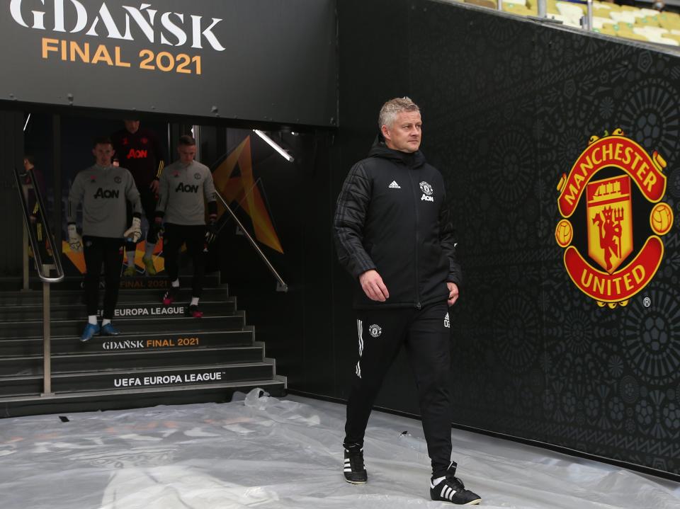 Ole Gunnar Solskjaer arrives at Gdansk Arena (Manchester United via Getty Imag)