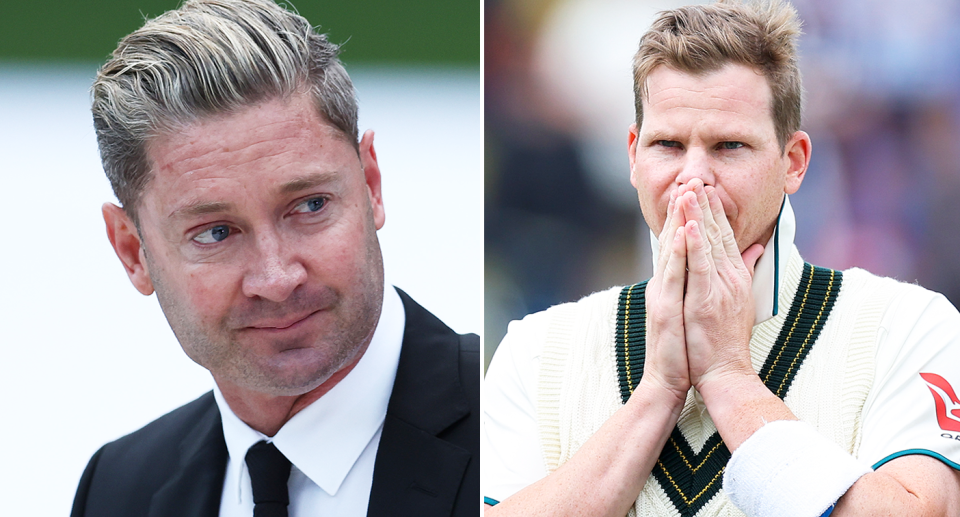 Michael Clarke pictured left and Steve Smith right