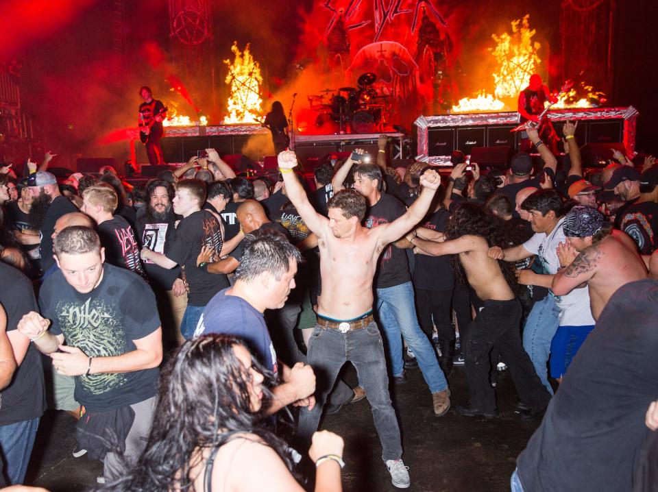 Houston, TX 6/17/18: The scene in the pit. Slayer mosh pits have long been proving grounds for metal fans.