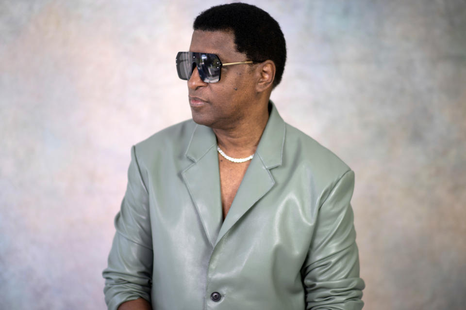 Babyface poses for a photo in New York on Sept. 12, 2022, to promote his new album "Girls Night Out." The 13-track album features collaborations with many of today's popular R&B female singers, like Kehlani, Ella Mai and Ari Lennox. (AP Photo/Gary Gerard Hamilton)