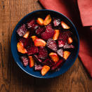 <p>Earthy beets turn sweet and tender when they're roasted in this healthy beets recipe. Preheating your baking sheet speeds up the roasting time and gives the outside of the beets a quick and flavorful sear. Honey and lemon juice add sweet and tangy notes. <a href="https://www.eatingwell.com/recipe/280809/honey-roasted-beets/" rel="nofollow noopener" target="_blank" data-ylk="slk:View Recipe;elm:context_link;itc:0;sec:content-canvas" class="link ">View Recipe</a></p>