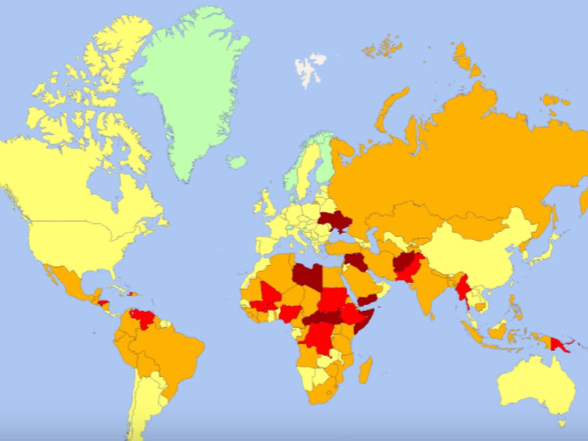 International SOS’s travel risk map for 2024 (International SOS)