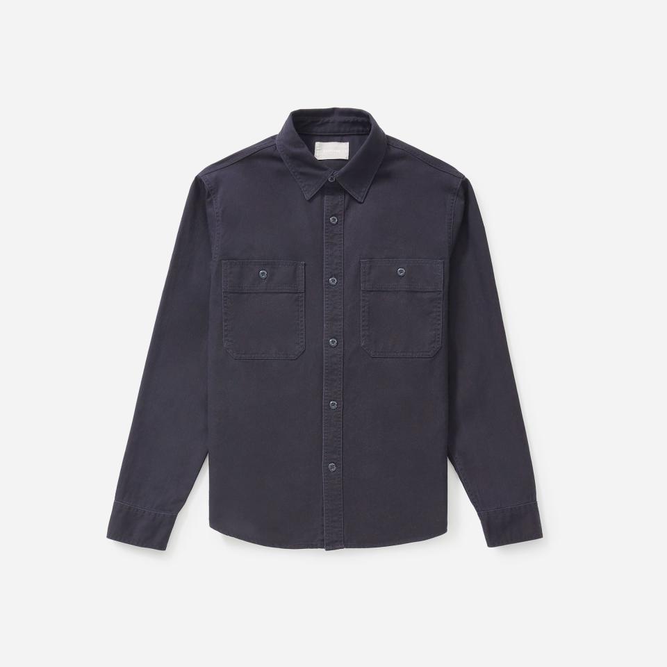 <p><strong>Everlane</strong></p><p>everlane.com</p><p><strong>$75.00</strong></p><p><a href="https://go.redirectingat.com?id=74968X1596630&url=https%3A%2F%2Fwww.everlane.com%2Fproducts%2Fmens-modern-overshirt-darknavy&sref=https%3A%2F%2Fwww.esquire.com%2Fstyle%2Fmens-fashion%2Fg31452088%2Feverlane-choose-what-you-pay-sale%2F" rel="nofollow noopener" target="_blank" data-ylk="slk:Buy;elm:context_link;itc:0;sec:content-canvas" class="link ">Buy</a></p><p>This is one chore I'm happy to do. (I'm here all week, folks.)</p>