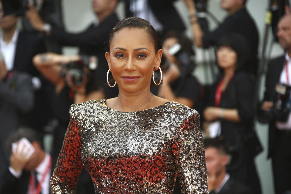 Singer Mel B poses for photographers upon arrival at the premiere of the film 'The Truth' and the opening gala of the 76th edition of the Venice Film Festival, Venice, Italy, Wednesday, Aug. 28, 2019. (Photo by Joel C Ryan/Invision/AP)