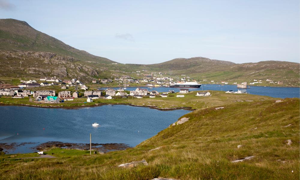 The village of Castlebay in Barra, Outer Hebrides, Scotland.