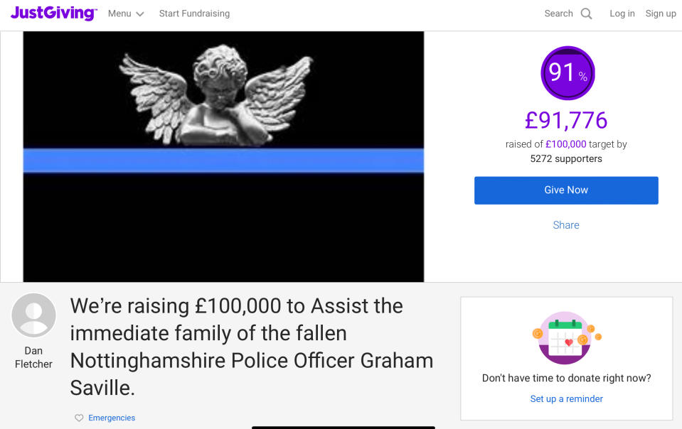 Over £90,000 has been raised for sergeant Graham Saville’s family at the time of writing. (JustGiving)