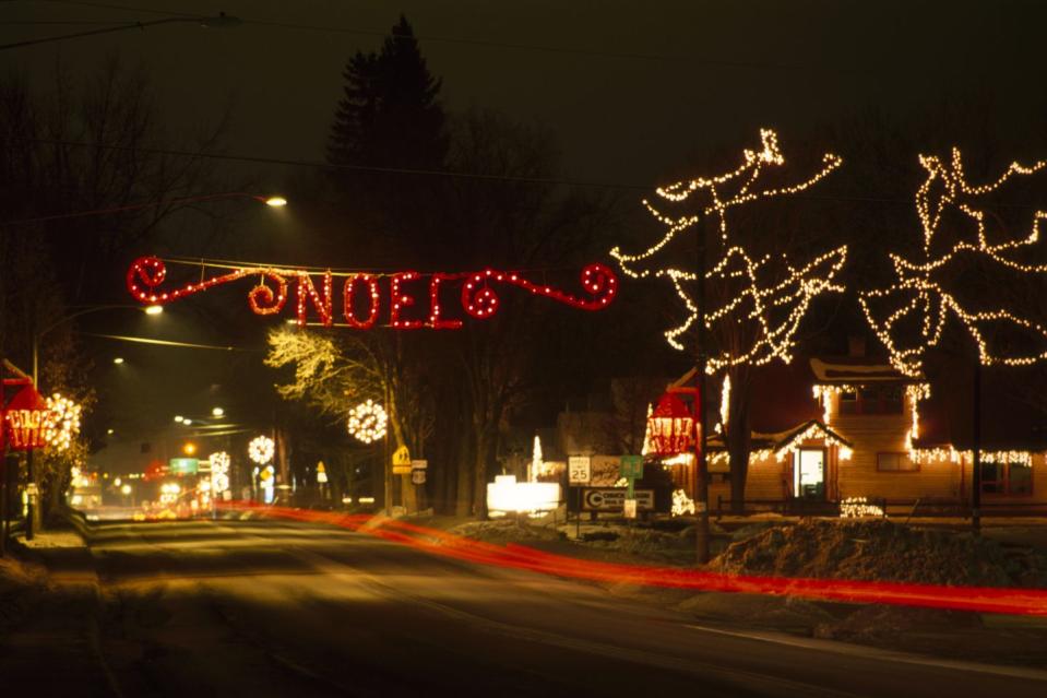 christmas lights and light trails