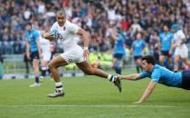 Rugby Union - Italy v England - RBS Six Nations Championship 2016 - Stadio Olimpico, Rome, Italy - 14/2/16 Jonathan Joseph runs through to score the second try for England Reuters / Alessandro Bianchi Livepic