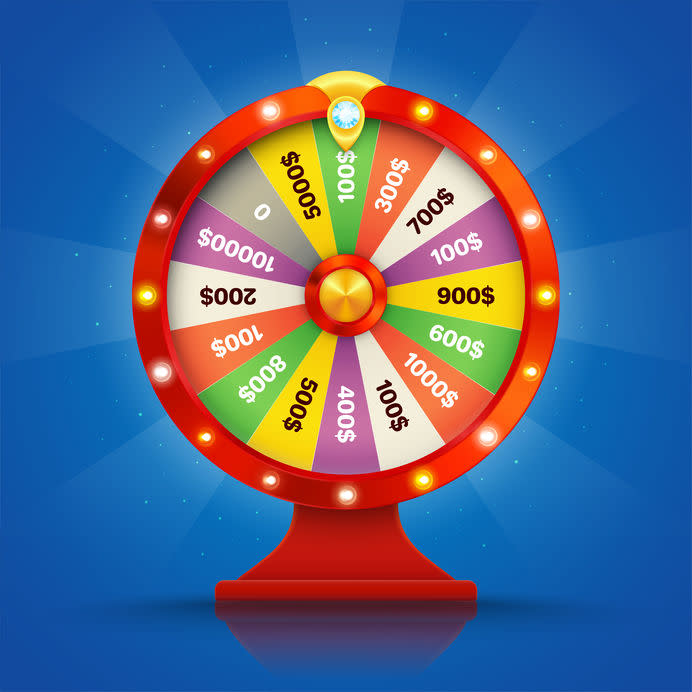 Realistic retro spinning wheel of fortune or luck