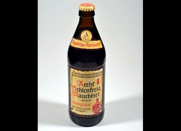 For hundreds of years, most beers were inherently smoky due to malts being dried over fires. Though the technique has been pushed aside by modern kilning techniques, Germany's Bamberg, in the Franconia region, still specializes in smoldering brews known as rauchbiers (rauch is German for "smoke"). While some call to mind puréed bacon, this rendition presents an understated smokiness and sparkling clarity.