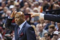 Florida State coach Leonard Hamilton gestures during the first half of the team's NCAA college basketball game against Virginia in Tallahassee, Fla., Wednesday, Jan. 15, 2020. (AP Photo/Mark Wallheiser)