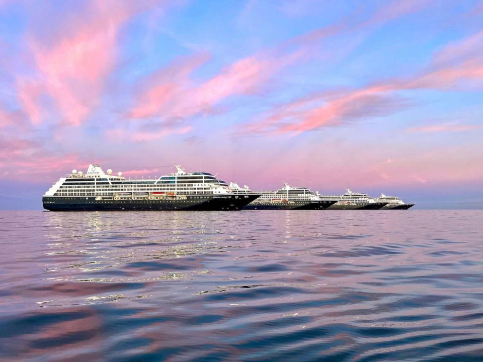 Azamara Onward 2025 world cruise at sunset