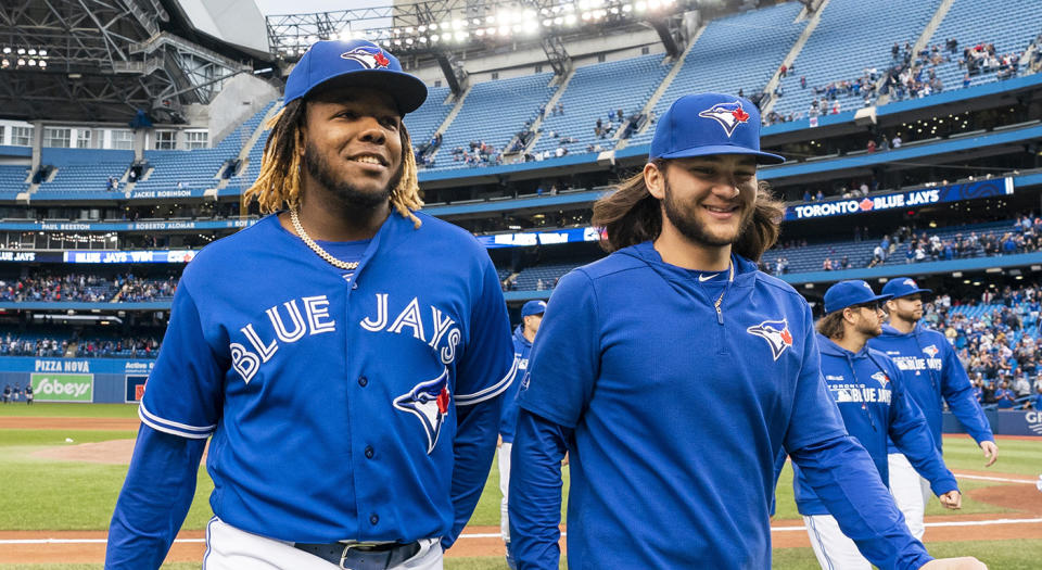 Guerrero Jr., left, and Bichette both debuted in 2019. (Photo by Mark Blinch/Getty Images)