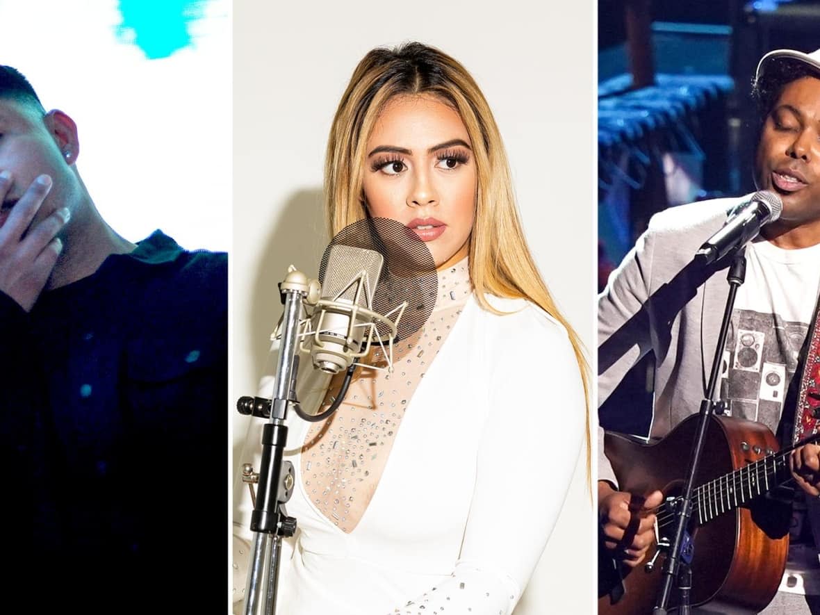 Canadian Latin artists Cruzito, left, Chantel Collado, middle, and Alex Cuba, right, share their experiences in the Canadian music industry. (Élise Lussier|Coopzx| Alexander Tamargo/Getty Images - image credit)