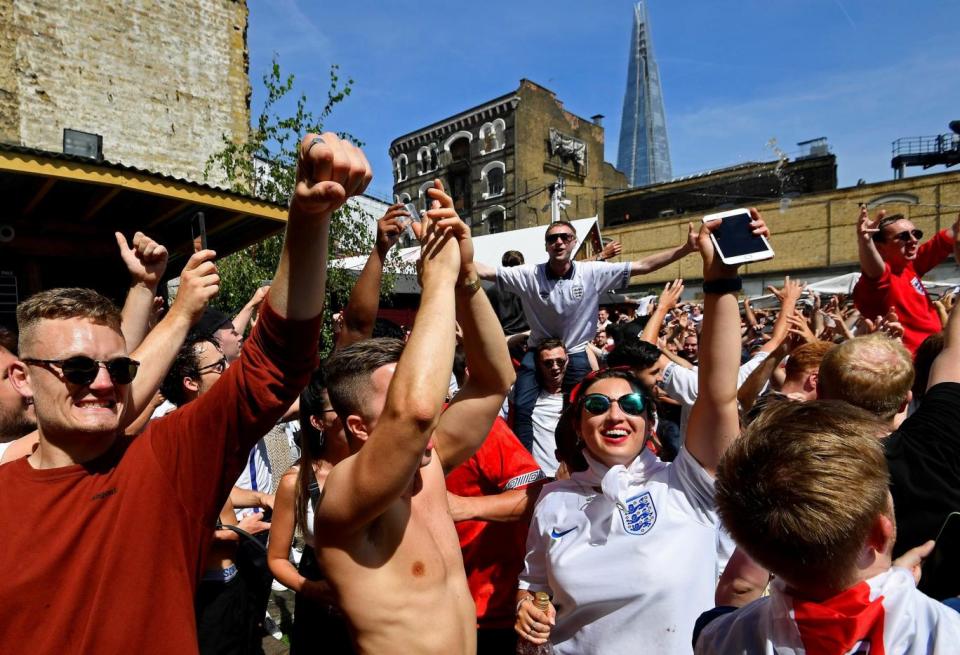 Huge celebrations in London's Flat Iron Square (REUTERS)