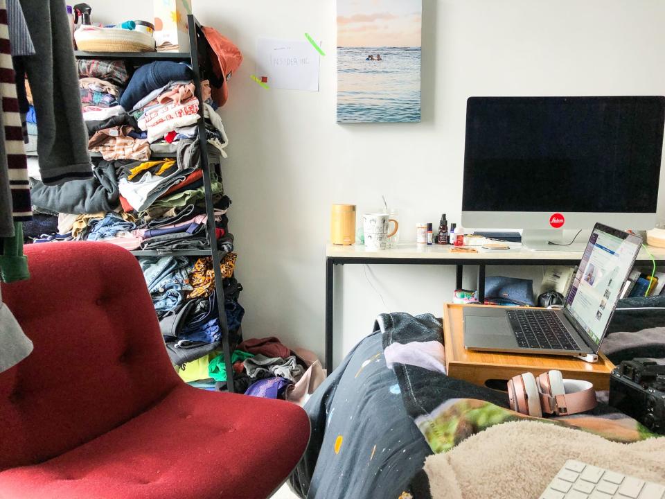 work from home office space crammed nyc apartment