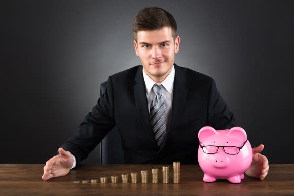 Investor with piggy bank