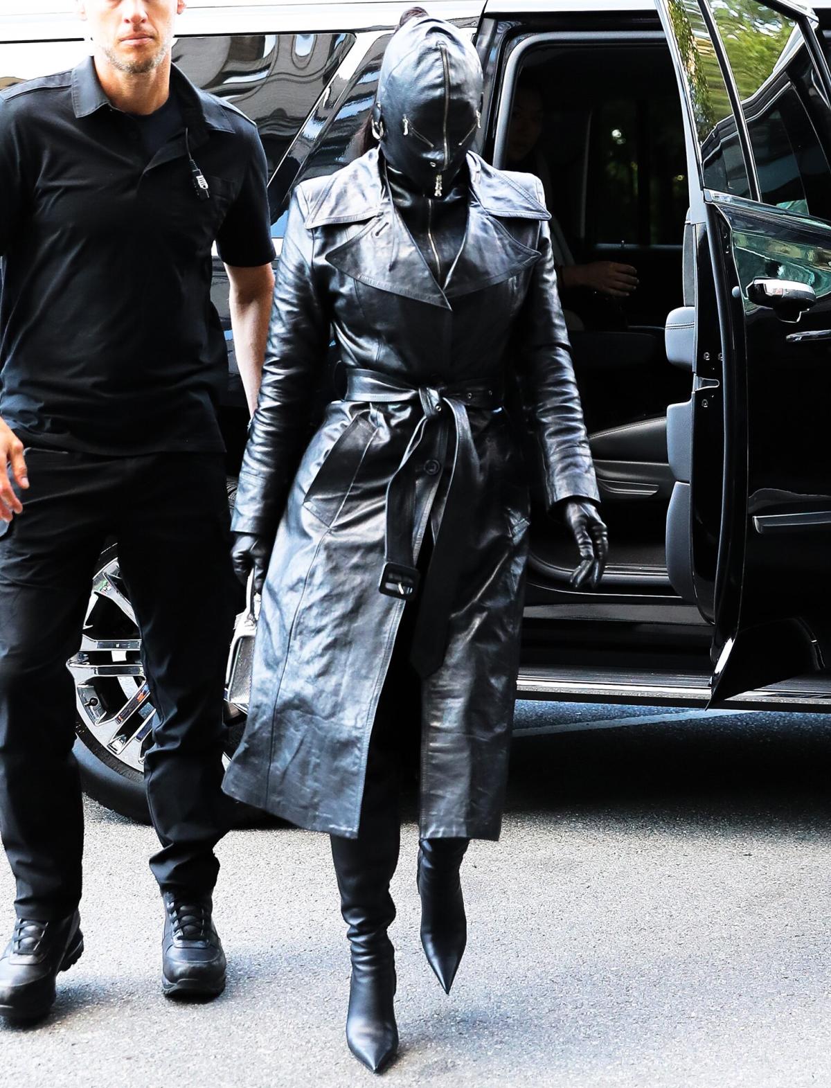 Kim Kardashian Rocks Head-to-Toe Leather Ensemble While Arriving in N.Y.C.  Ahead of the Met Gala