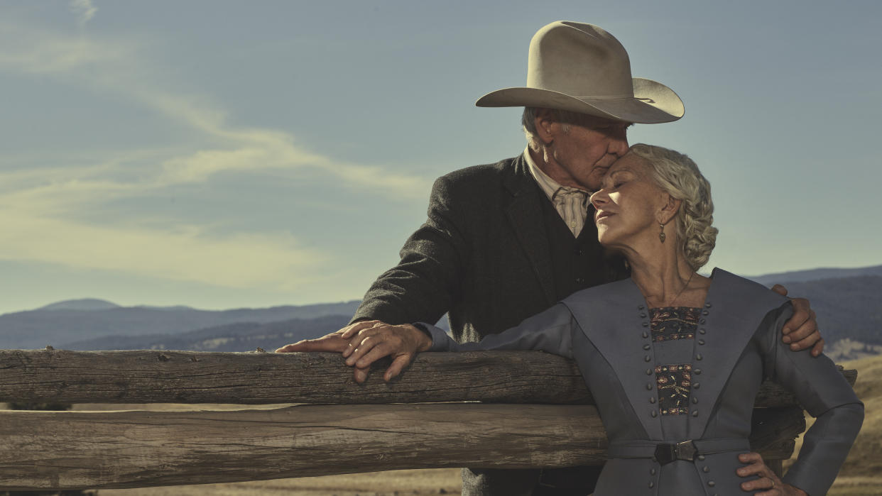 Harrison Ford and Helen Mirren play another generation of the Dutton family in new Yellowstone prequel series 1923. (Paramount)