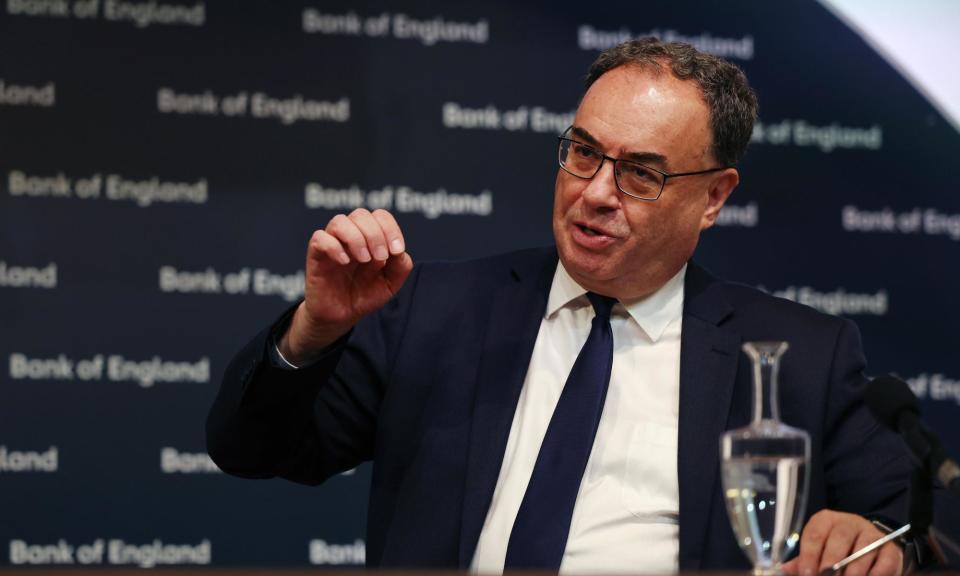 <span>Bank of England governor Andrew Bailey said decisions on interest rates would be influenced by service sector inflation, earnings growth and the state of the labour market.</span><span>Photograph: Andy Rain/EPA</span>
