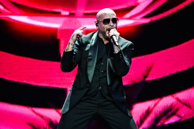 Pitbull performs during The Trilogy Tour on February 28, 2024 in Nashville, Tennessee.  - Credit: Keith Griner/Getty Images