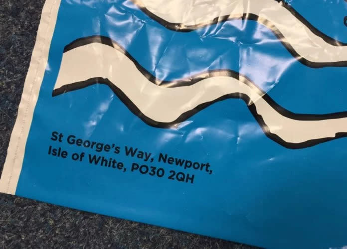 A close up of the bag-for-life reveals the ‘Isle of White’ blooper (Isle of Wight Radio/PA)