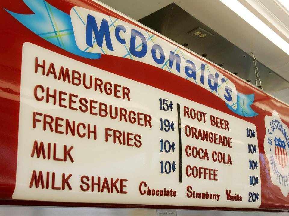 first mcdonalds menu