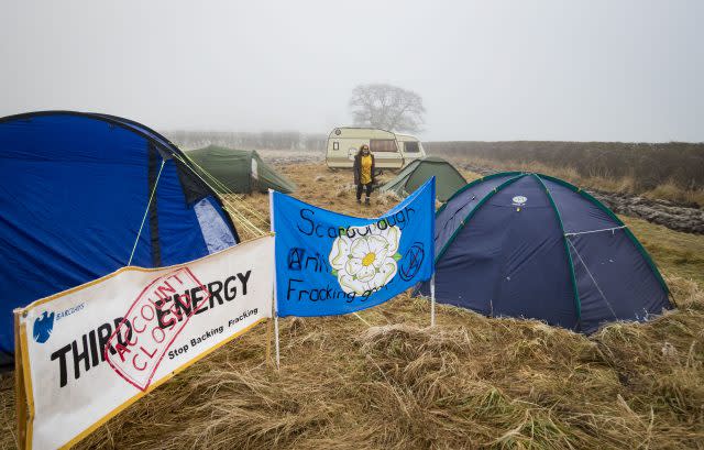 Protester near Kirby Misperton